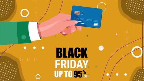 Hand Holding Credit Card Black Friday Sale Animation
