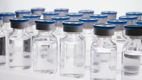 Close Up of Medical Vials for Vaccine Research