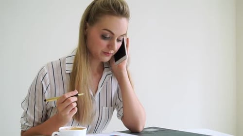 Blonde Business Woman Working at Modern Office