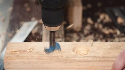 Young Carpenter Working in His Workshop