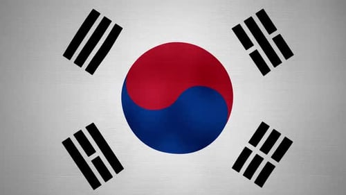 Realistic South Korea Flag Waving Seamless Loop Animation