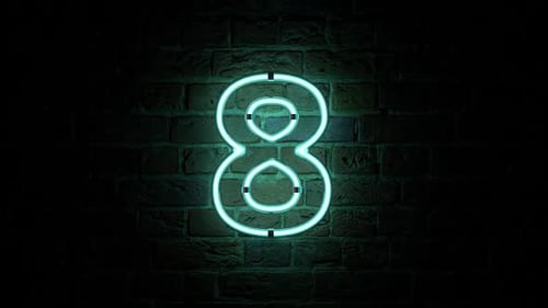 Neon Countdown Timer From 10 to 0