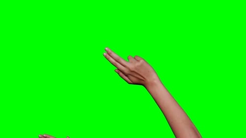 Pair of hands touch green screen technology background