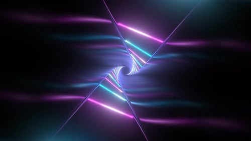 Ultraviolet Neon Laser Beam Glow Illuminated Reflective Twist Tunnel - 4K