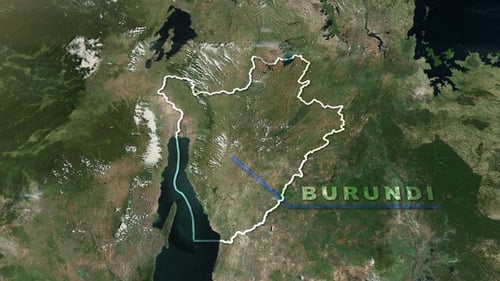 Animated Satellite Map Zoom to Burundi Boundary Highlight