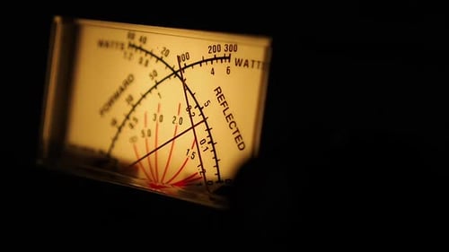Cross Needle Wattmeter measuring SWR and output power simultaneously. Side view.