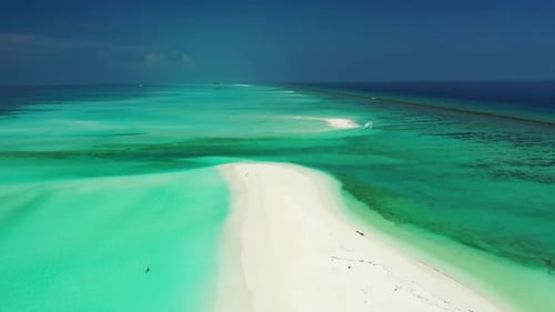 Aerial drone view abstract of marine lagoon beach journey by turquoise sea with bright sand backgrou