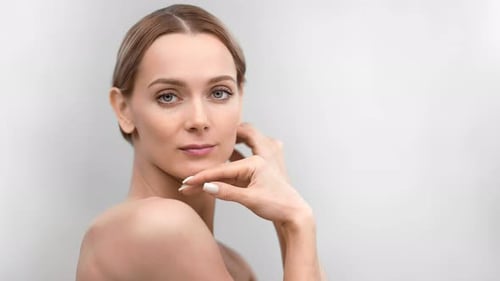 Woman Posing for Beauty Shot in Studio