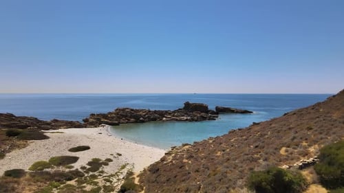 beautiful aerial beach and rocks