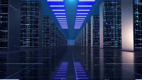 Digital Data Center Server Room Tunnel Animation
