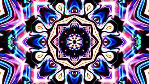 Abstract Glowing Neon Kaleidoscope Mandala Pattern Loop