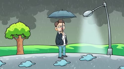 Cartoon-Regentag
