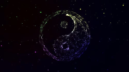 Abstract Particle Yin Yang Symbol Reveal Animation