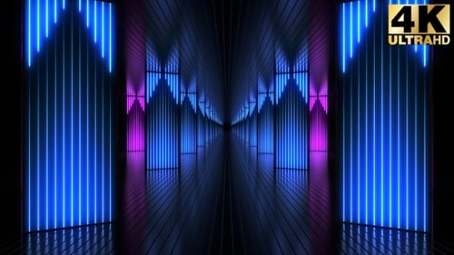 Pulsating Neon Light Tunnel Loop Background Animation
