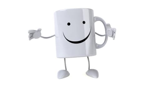 Fun 3d cartoon mug presenting
