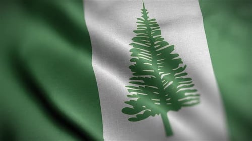 Realistic Norfolk Island Flag Waving Seamless Loop
