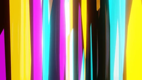 Abstrakte Animation von farbigen Neonstreifen auf schwarzem Hintergrund