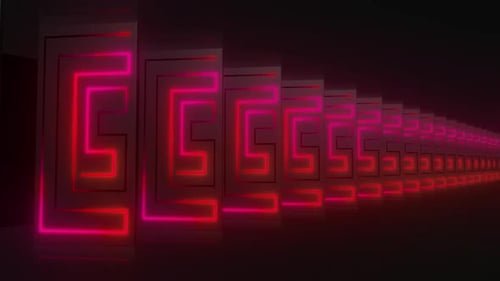Looping Abstract Geometric Tunnel with Neon Light Effects