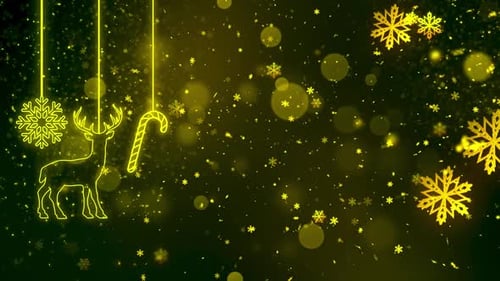 Glowing Christmas Ornaments and Snowflakes Festive Background Loop