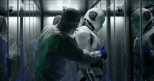 Engineers Testing on Robot Controls