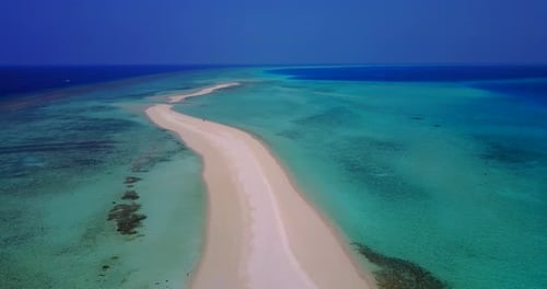 Luxury aerial tourism shot of a summer white paradise sand beach and aqua blue ocean background in h