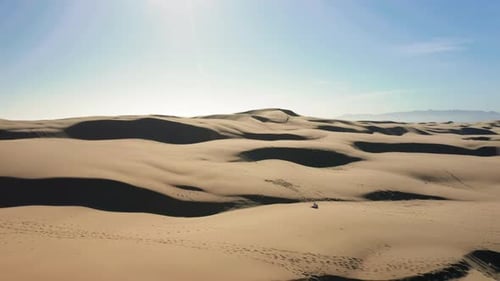 Slow Motion Aerial View of Sand Dunes, California Wild Desert Nature