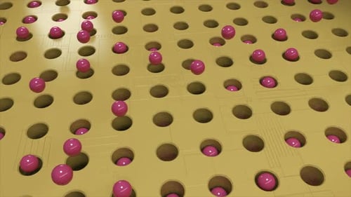 3D abstrakte rosa Kugeln fallen in die Löcher