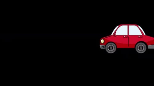 Animated Cartoon Red Car Driving Loop