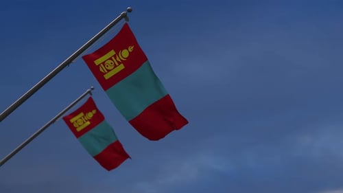 Realistic Waving Mongolian Flag Loop Animation