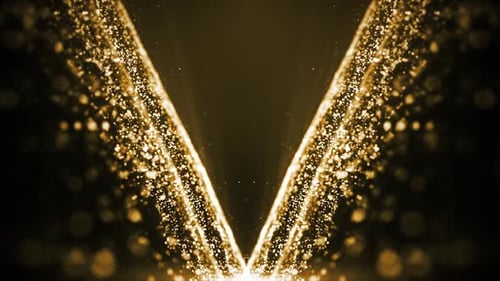 Vorhang mit glänzenden goldenen Partikeln und heller Lichtschlei