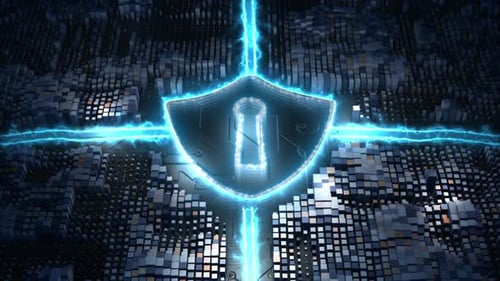 Electric Glowing Shield Keyhole Digital Intro Animation