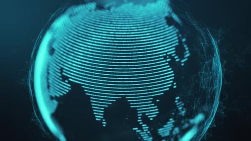 Futuristic Digital Earth Network Global Communication Animation