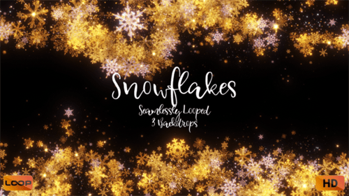 Sparkling Golden Snowflakes Festive Looping Background