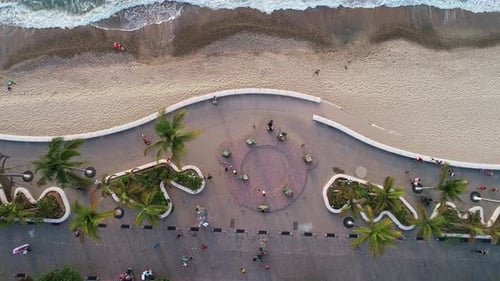 Aerial View of Beach and Urban Promenade