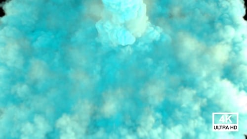 Fluid Cyan Smoke Burst Reveal with Alpha Channel