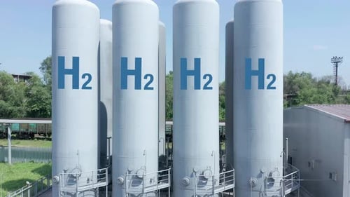 Hydrogen Production: Aerial View of Hydrogen Storage Tanks