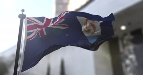 Anguilla National Flag Waving in Wind with Realistic 3D Animation
