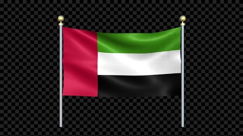 United Arab Emirates Flag Waving Seamless Loop on Flagpole