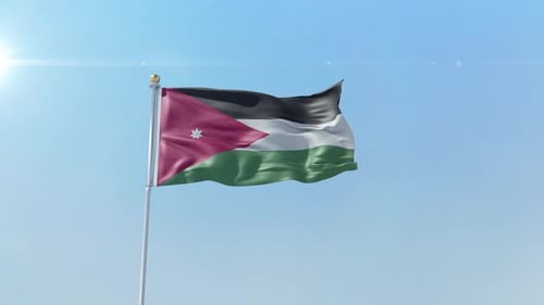 Jordan Flag Waving Against a Clear Blue Sky