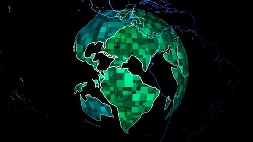Futuristic Digital Earth Globe World Map Animation