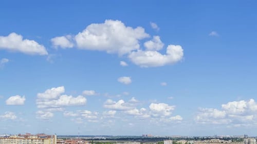 Daytime Clouds Over the Summer Town