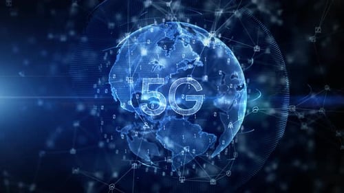 Animated Digital Earth with Global 5G Network Connection