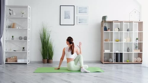 Indoor Yoga Healthy Lifestyle Woman Workout Home