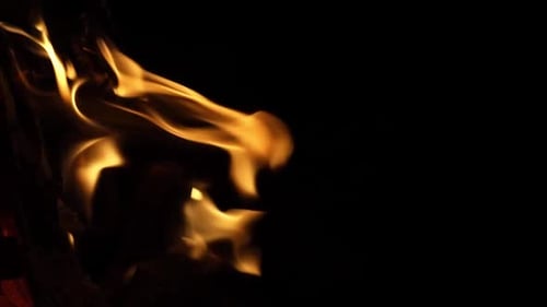 Vibrant Flames Flickering in the Darkness Close Up
