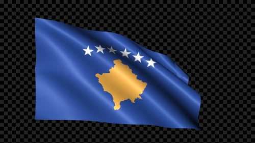 Realistic Waving Flag of Kosovo Alpha Channel Animation