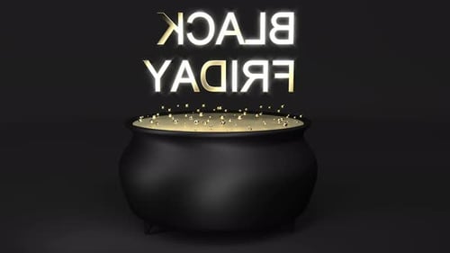 Golden Black Friday Text Reveal with Bubbling Cauldron