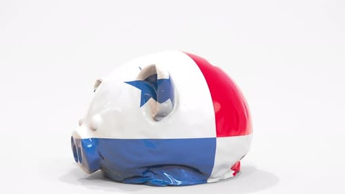 Deflating Inflatable Piggy Bank with Printed Flag of Panama
