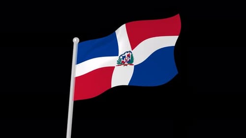 Drapeau de la République Dominicaine, Animé, Fond Noir
