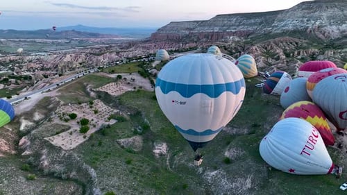 Aerial view Hot air baloons in Turkey 4 K