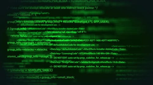 Défilement de l'écran du code du programme Computer Technology Network Hacker